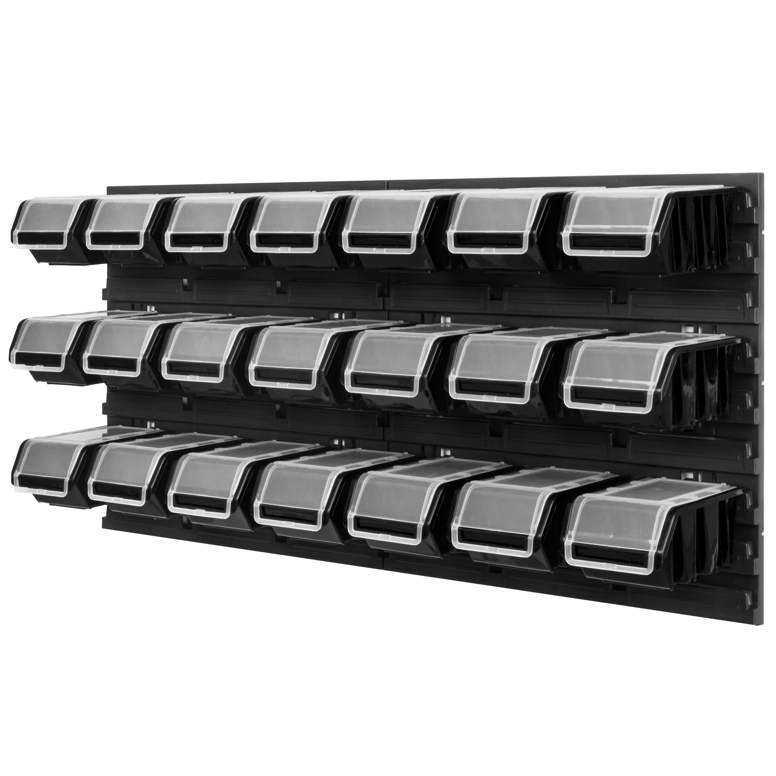 Opslagsysteem wandrek 1152 x 390 mm | 40 stuks Box | Stapelboxen schudkast opslag dozen | Extra sterke wandplaten | Uitbreidbaar | Werkplaatsrek opbergrek werkplaatswandrek steekrek