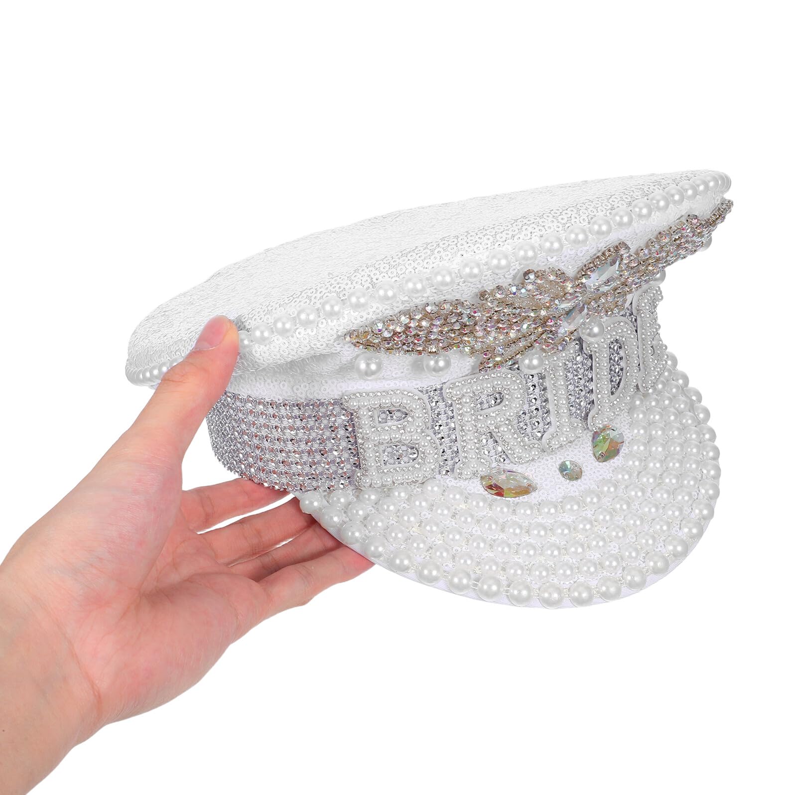 Cappello da Capitano da Donna Strass Glitterati, Copricapo da Sposa Scintillante per Addio al Nubilato e Feste a Tema Yacht, Accessorio Elegante per Matrimoni e Celebrazioni