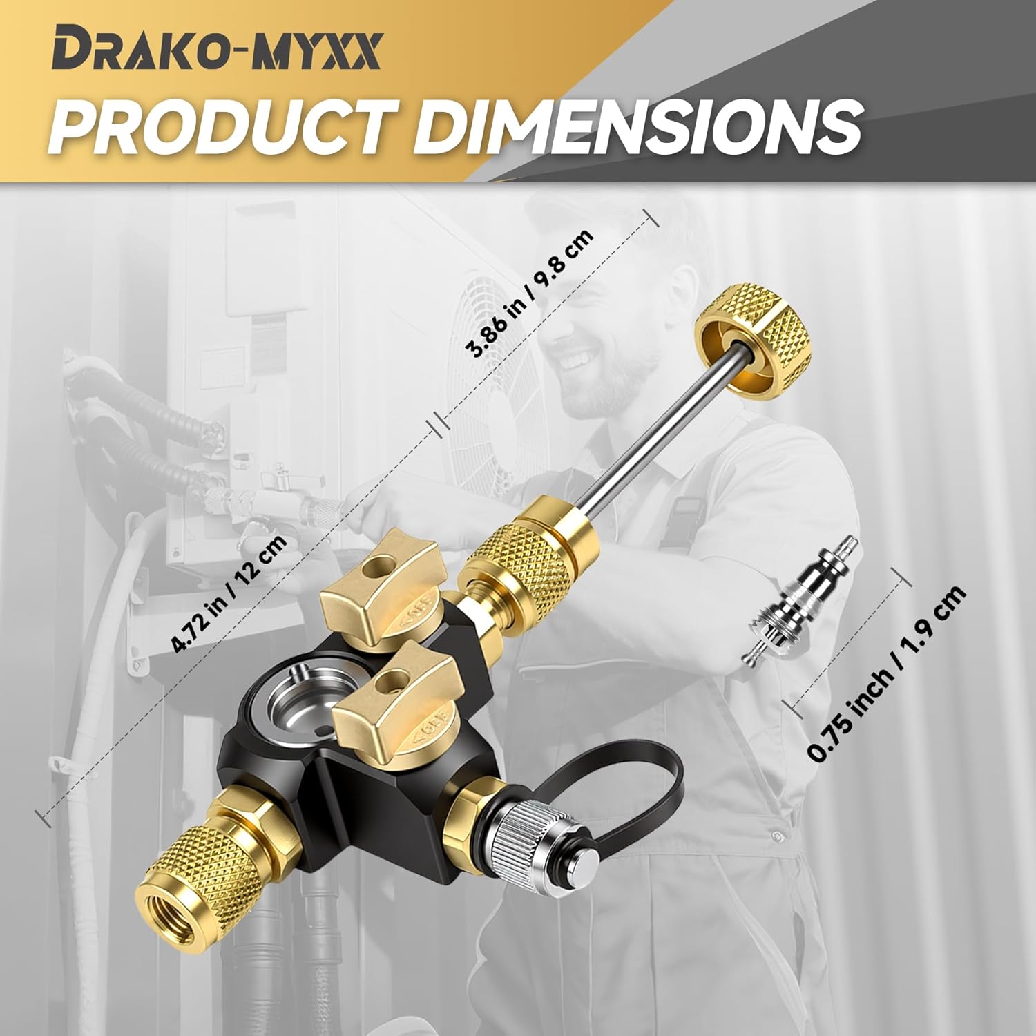 Upgrade VC2G 1/4" Valve Core Removal Tool Dual Valve with Sight Glass, A2L Compatible, Vacuum-Rated 20 microns, Fast Recovery&Evacuation, HVAC Tools