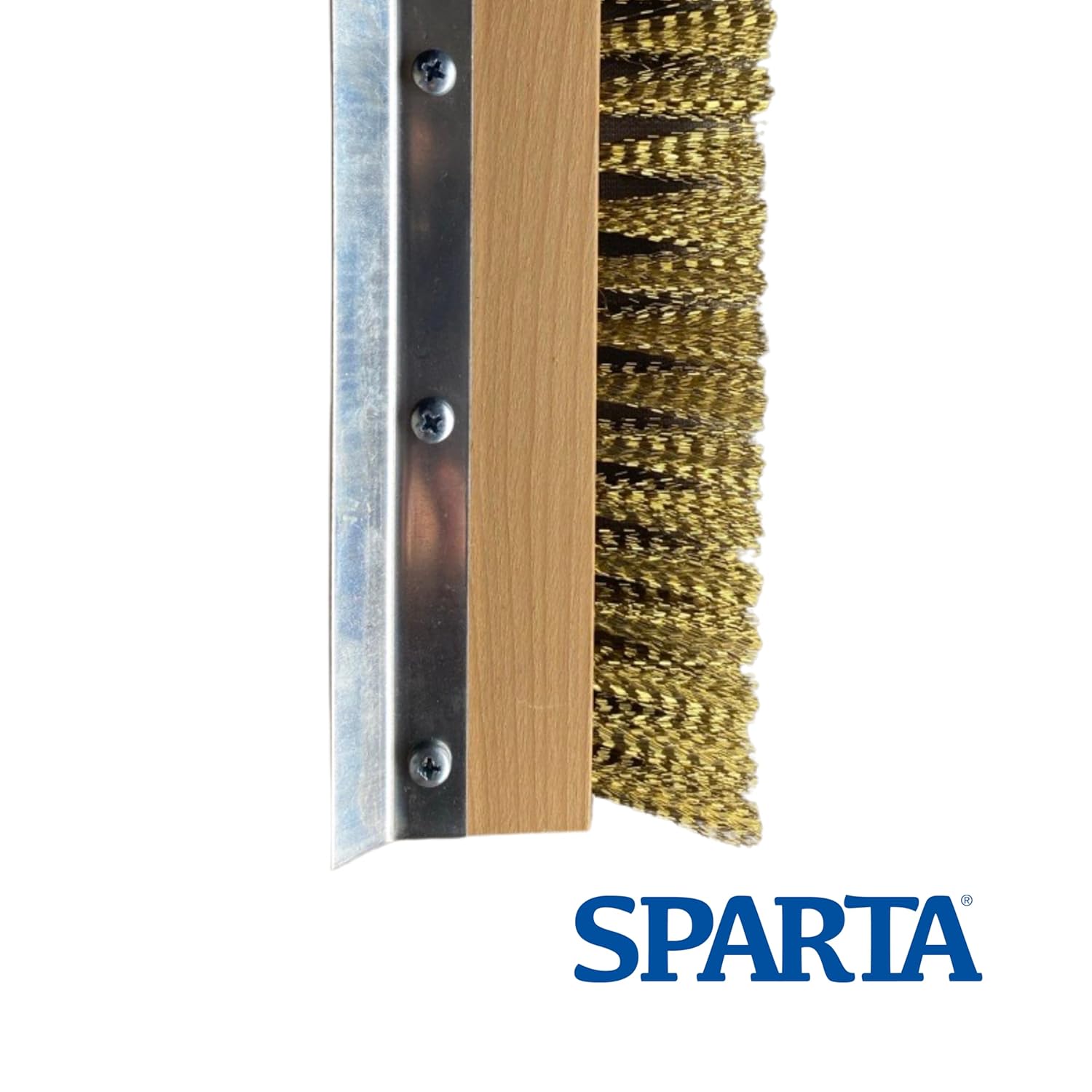SPARTA Pizza Oven Brush Replacement Head with Crimped Brass Bristles and Stainless-Steel Scraper, Durable, Ideal for Commercial Kitchens, 10 Inches, Wood