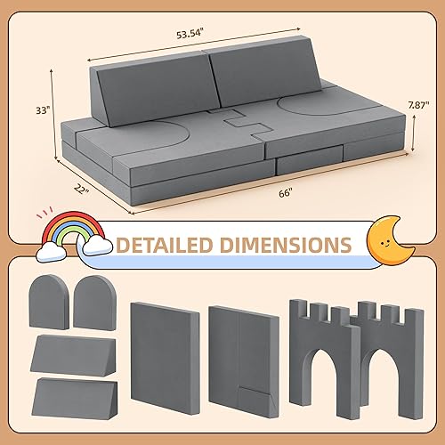 Miniatura 2 de TOLEAD Sofá modular de juegos para niños, grande, convertible para niños, fortaleza de construcción para sala de juegos, dormitorio, sofá modular de