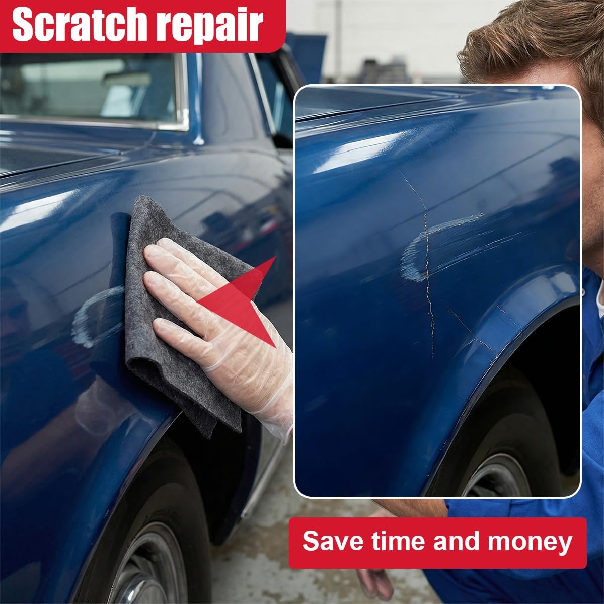 Craedli 4PCS Nano Sparkle Cloth Car Scratch Remover, Multi-Purpose Nano Magic Cloth for Small Scratches & Water Spots, Reusable Auto Paint Repair Polishing Wipe Cloths Safe for Cars (Black)