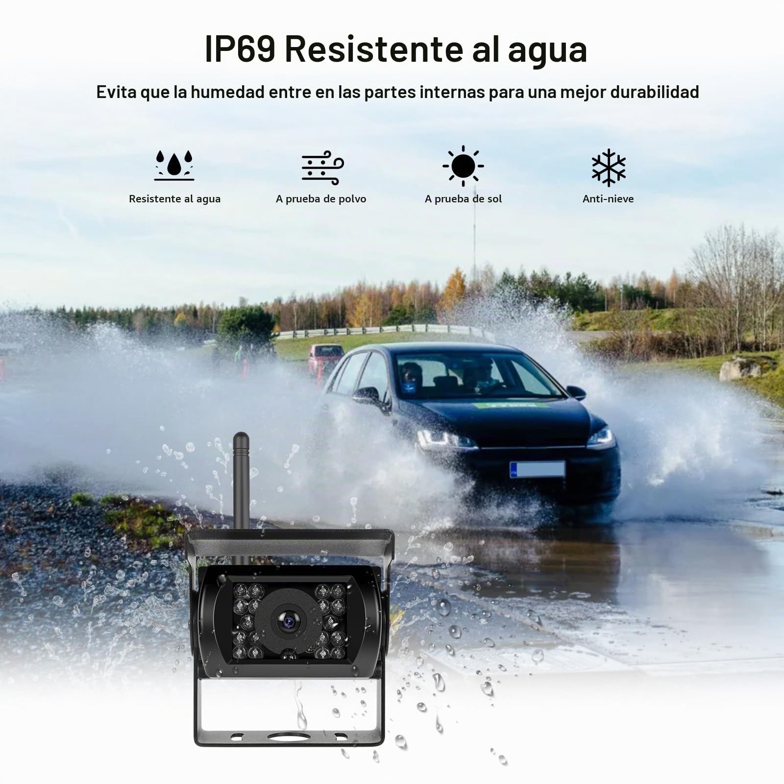 CAMECHO cámara de visión trasera inalámbrica, 7 pulgadas TFT LCD monitor y cámara de aparcamiento IP68K impermeable coche cámara de visión trasera inalámbrica, 1080P HD visión nocturna 120 ° gran angu