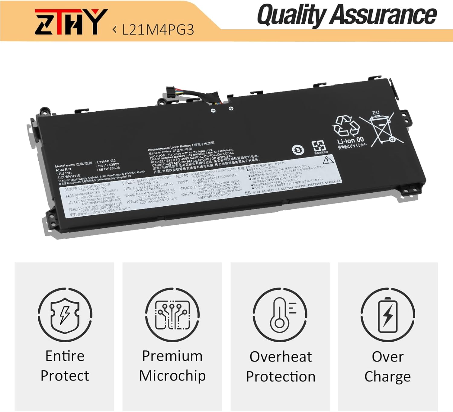 L21M4PG3 L21C4PG3 L21D4PG3 L21L4PG3 Laptop Battery Replacement for Lenovo 13W Yoga (Type 82S1, 82S2) / Lenovo 13W Yoga Gen 2 (Type 82YR 82YS) Series SB11F53999 SB11F54002 5B11F53996 15.44V 51Wh 4-Cell image 5 of 7 B0DBQCTF6P