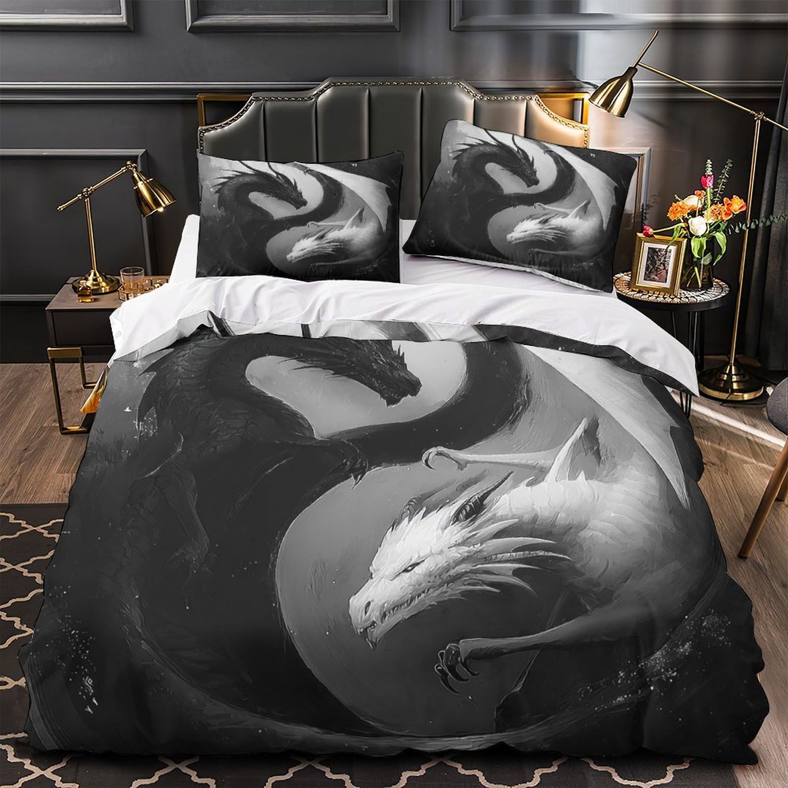 Housse de couette oiseau mythique parure de lit 3D en microfibre pour lit double 200x200cm