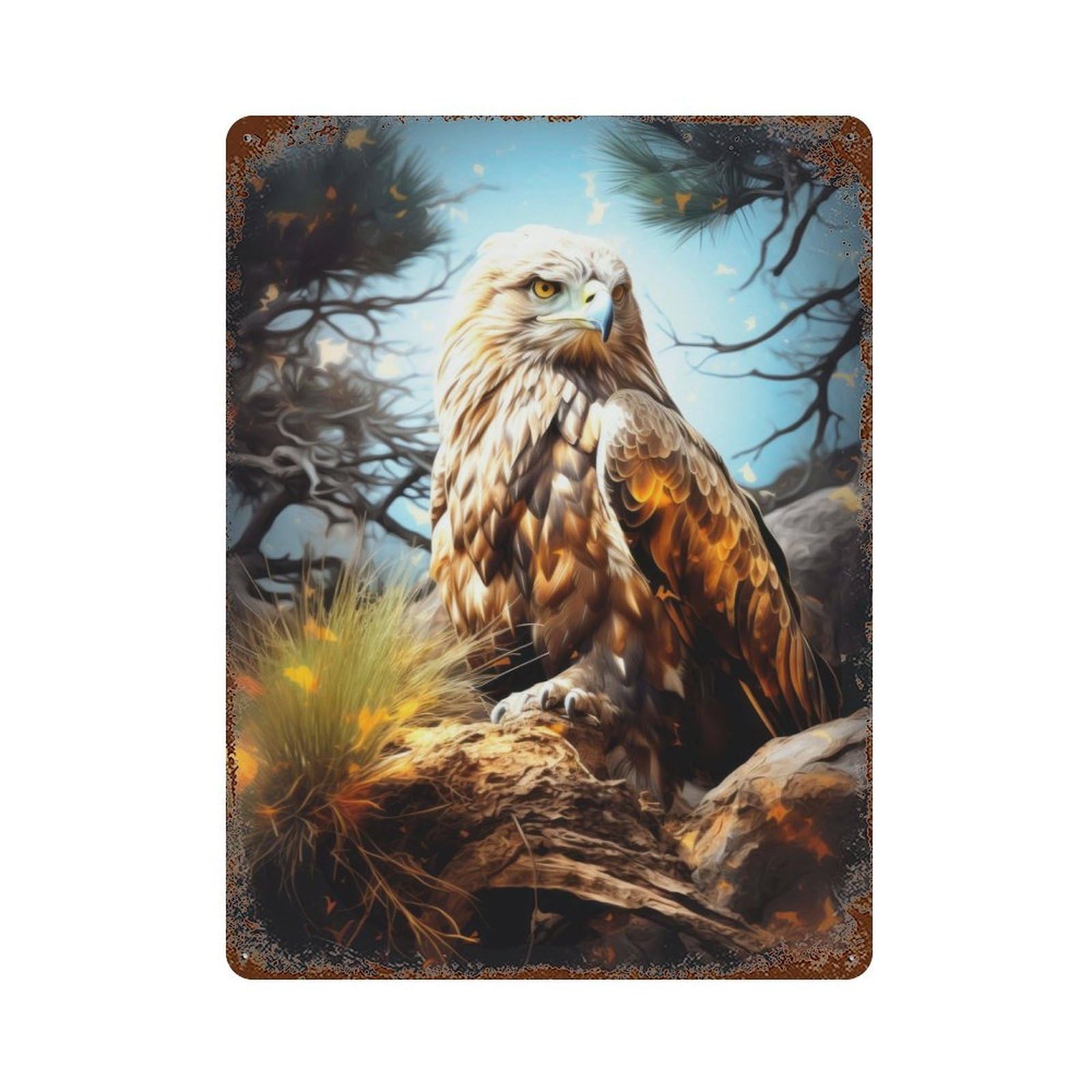 Majestic Eagle Decorative Tin Sign 15.7"x11.8", for Bistro, Counter And Cafe Decor, Retro Wall Decor