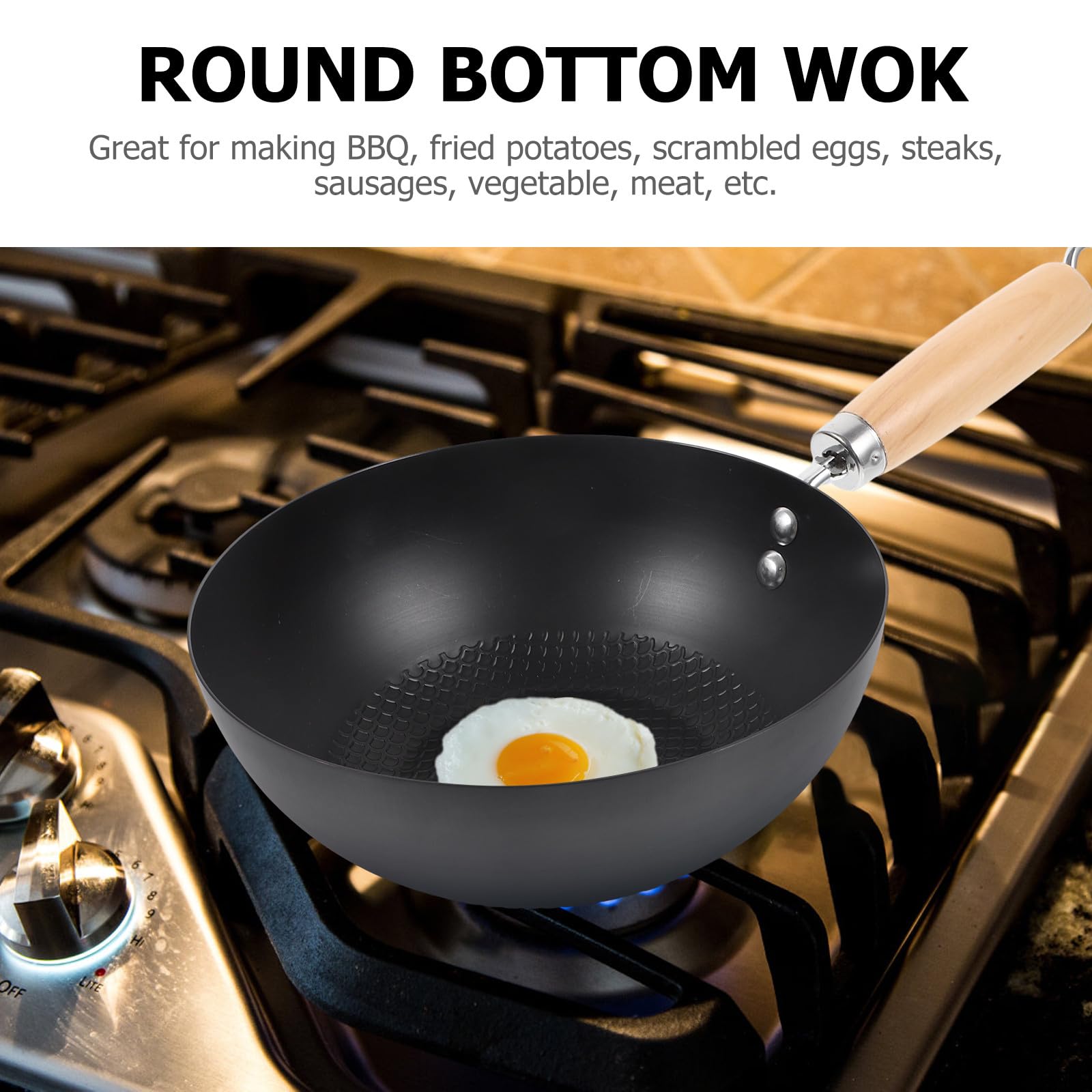 Wok Giapponese in Ferro Battuto Nero Mini per Persona