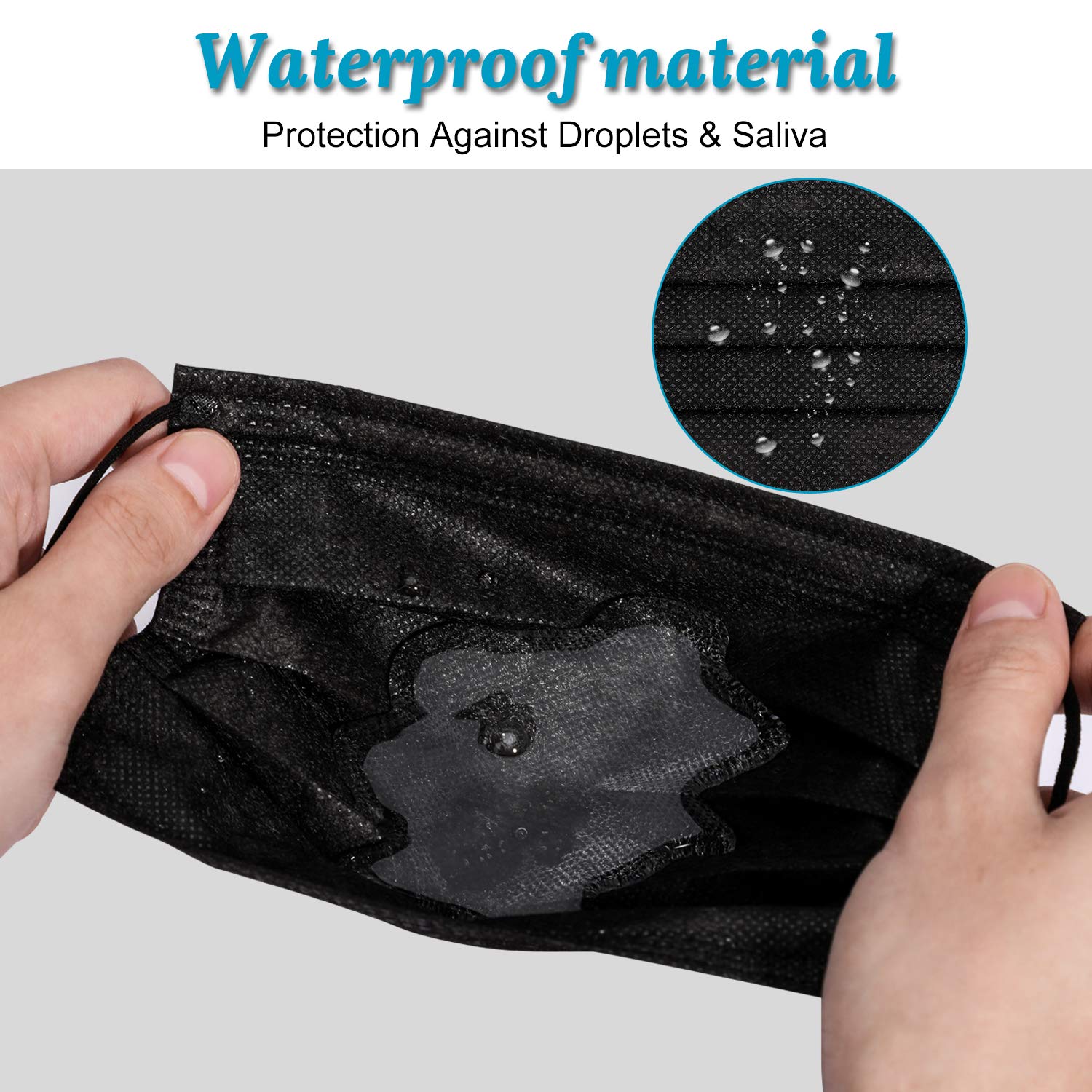 IIQQ Face Mask Disposable Safety Mask with Elastic Ear-hooks Breathable 3-Layer Protection for Adults Teens 25PCS Black