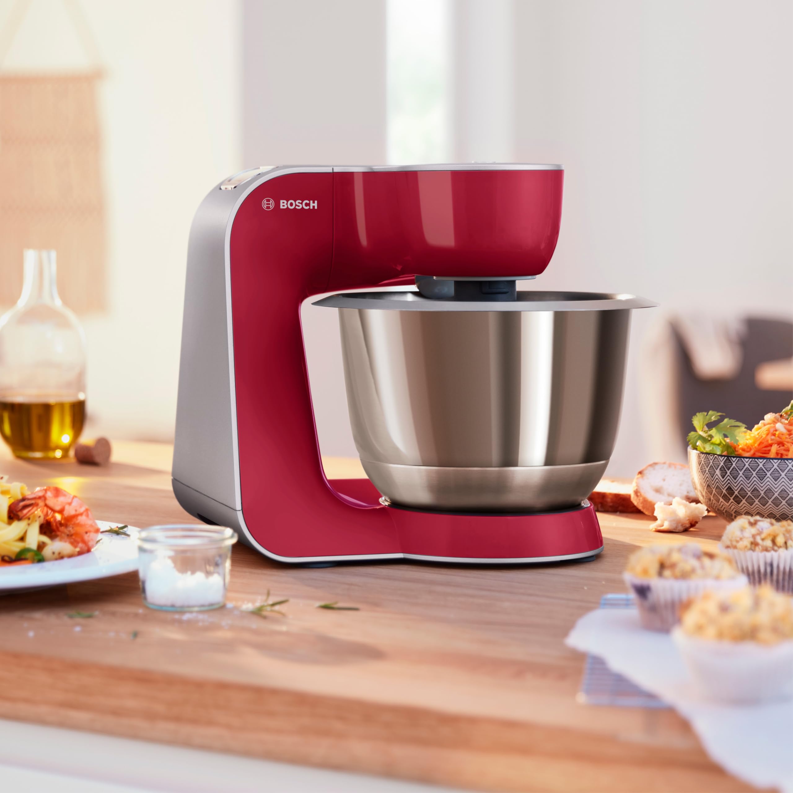 Bosch - Robot de cocina, potencia de 1000 W, 7 velocidades + función Pulse, color rojo, MUM58720