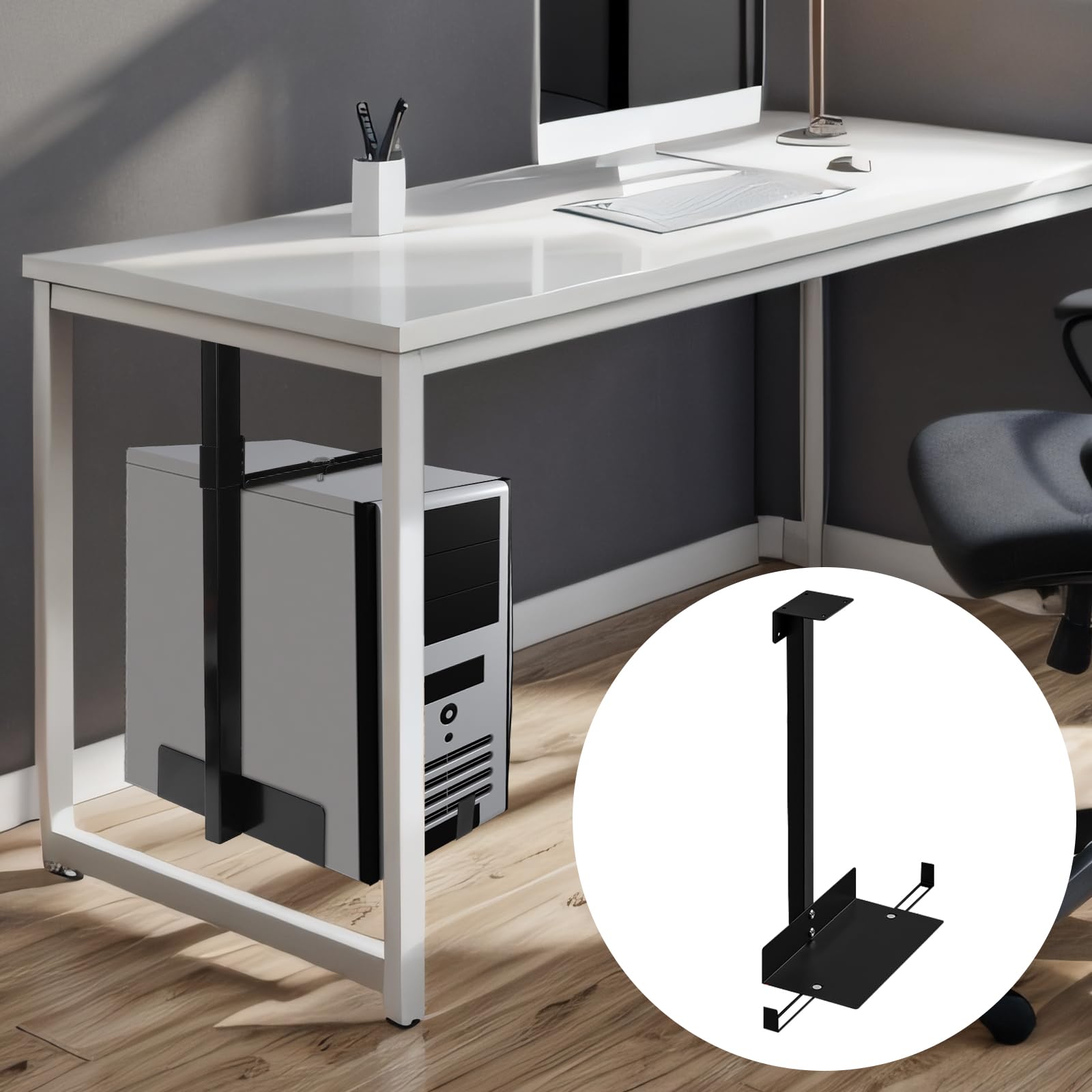 Supporto PC Scrivania Porta PC da Sotto Scrivania Regolabile, Supporto universale per Torre per Computer, Fino a 35 kg, Upporto case Porta Computer Fisso