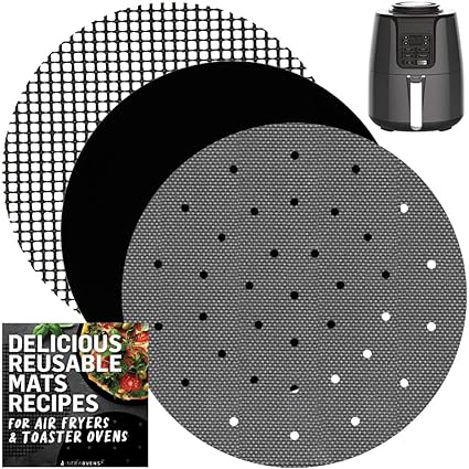 INFRAOVENS Air Fryer Liners Round Reusable Replacement for Parchment Paper, Large Airfryer Accessories For Ninja AF100, AF101, Ninja MAX XL Instant Pot Duo Crisp 4 qt Basket Cover Sheet Liners