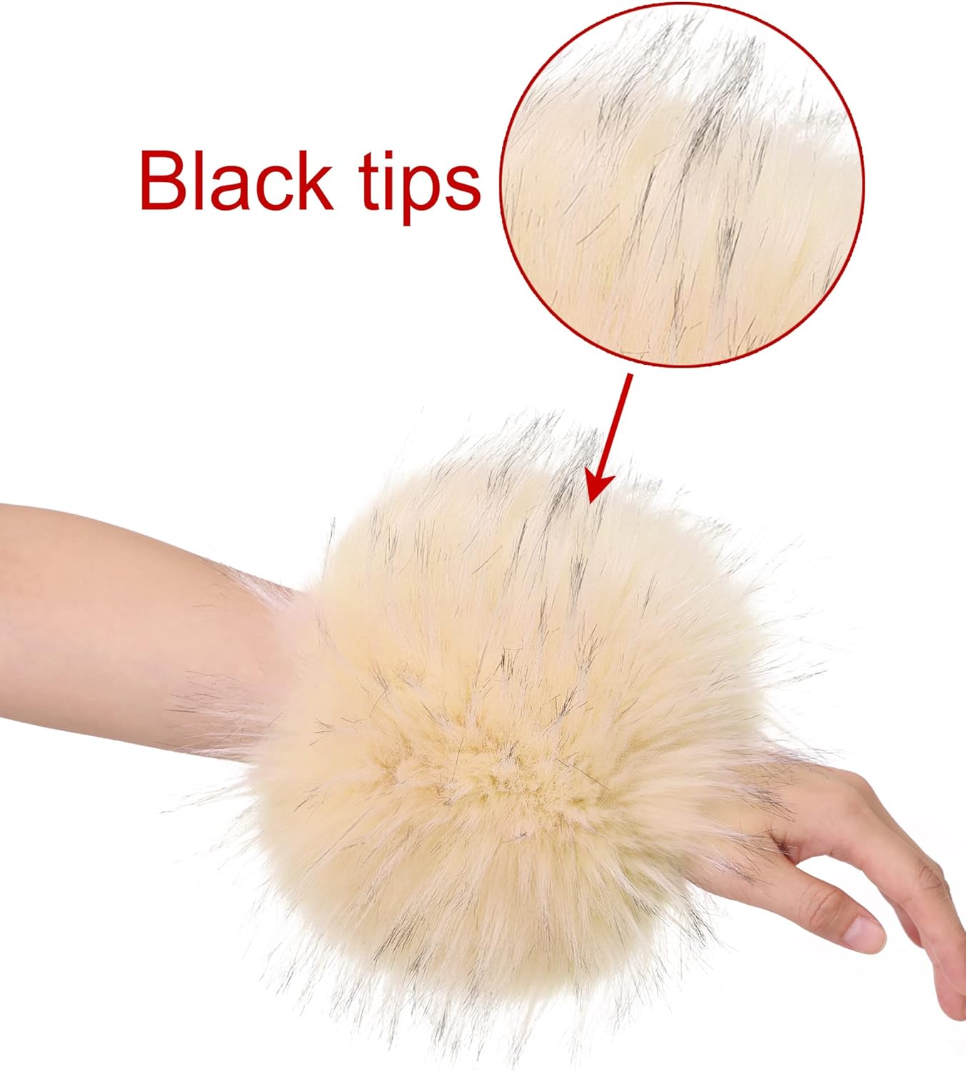 LA CARRIE Women's Leopard Print Faux Fur Wrist Cuffs,Winter Fox Furry Bands Arm Warmer - Image 2