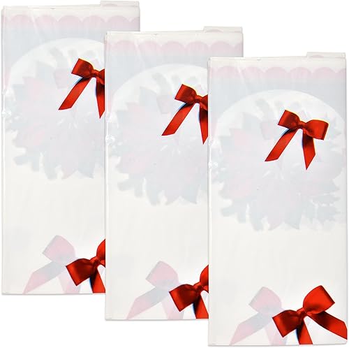 Miniatura 5 de Gift Boutique 3 manteles desechables de Navidad de 54 x 108 pulgadas, fundas de plástico rojo, blanco y verde, suministros de decoración para