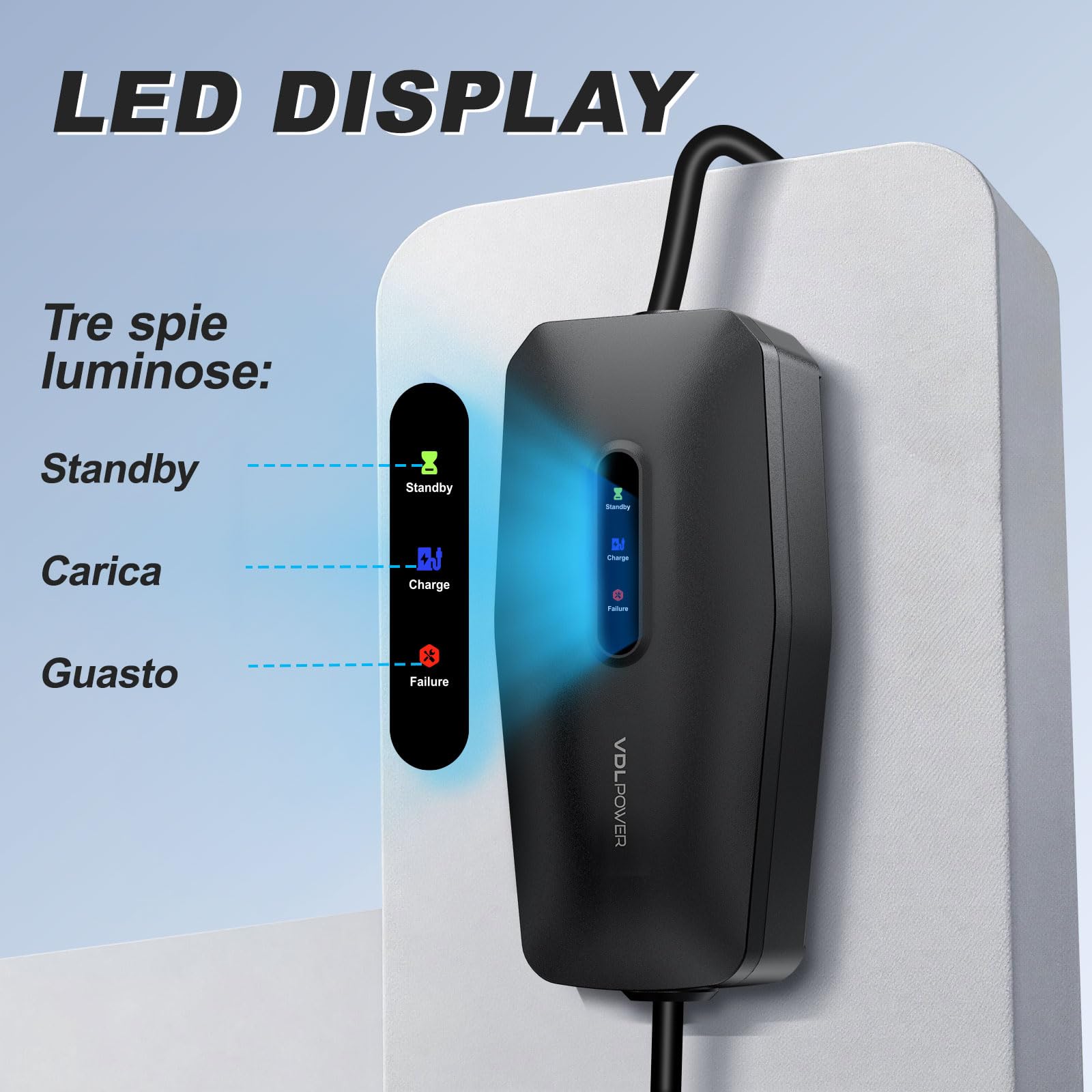 Cavo di Ricarica Tipo 2, 3,68 kW/5 m, Cavo di Ricarica per Auto elettrica, 16 A, Caricatore EV, Tipo 2, per Veicoli elettrici con Schuko monofase, IP65, Compatibile con Modello Y/3, XC60