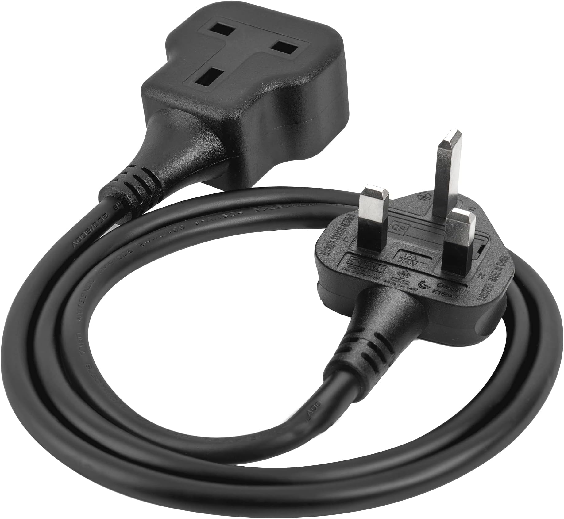 TISDLIP 1 Way Extension Lead 1M Sturdy Single Socket Extension, Travel Use Short Power Cord