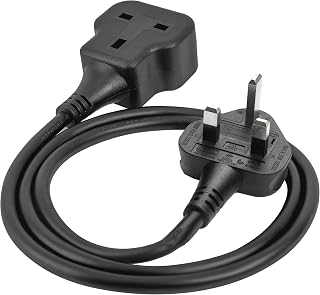 TISDLIP 1 Way Extension Lead 1M, Travel Use Extension Cord, Tough and Fireproof Single Socket Extension, UK 3 Pin Plug Power Strip, Black