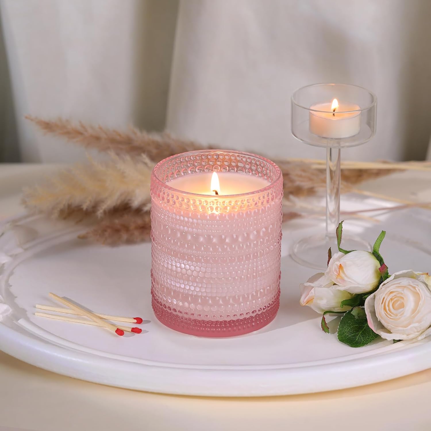 DARJEN 8 Pack Pink Candle Jars for Making Candles- 14 OZ Empty Glass Candle Making Jars with Bamboo Lids and Labels, Candle Containers Candle Making Supplies for DIY Gifts - Image 7