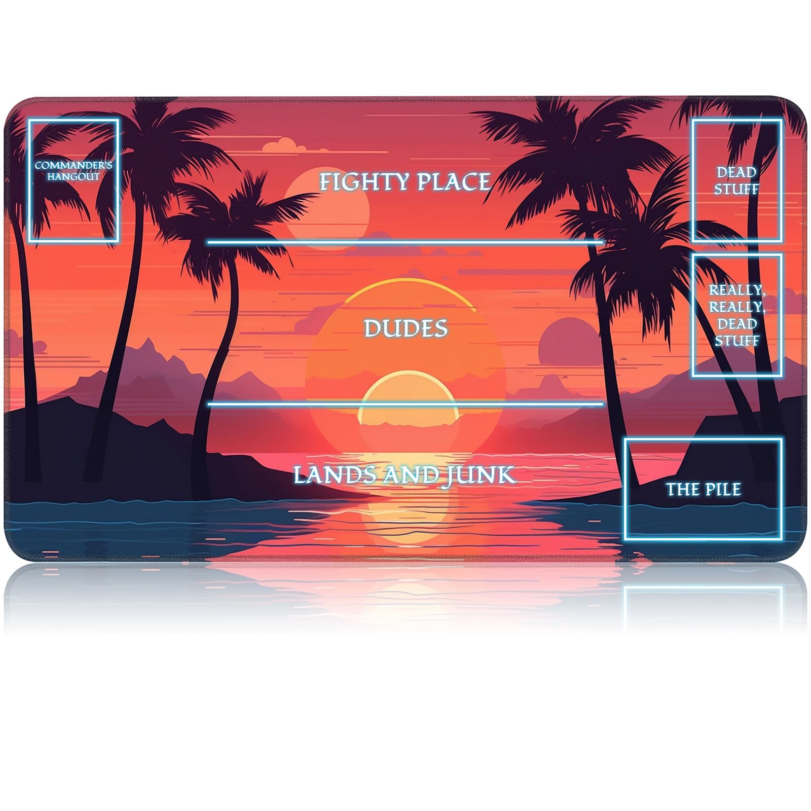 for MTG Game Playmat, for Magic TCG Rubber Play mat,Tabletop Card Playmats with Smooth Surface,Trading Card Inked Game Mat with White Zones,Battle Game,Sunset at sea