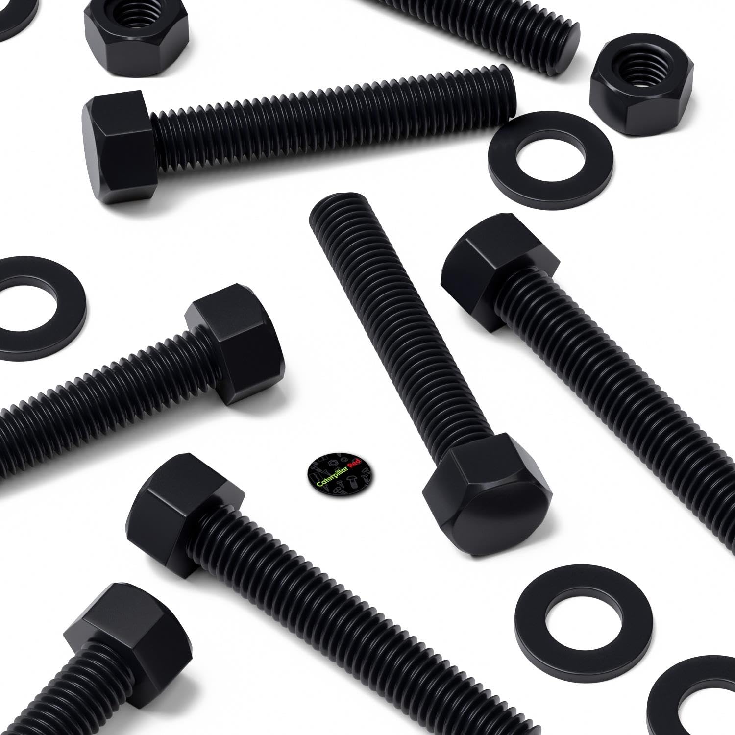10x Black PP Hex Head Plastic Bolts, Nuts & Washers, M12x70mm, Fastener, (15/32 x 2-3/4 in)