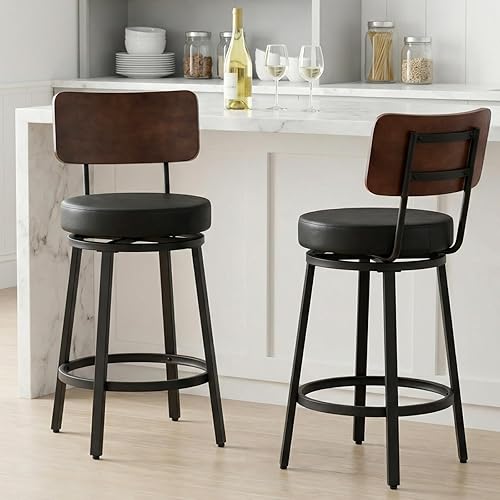 Counter Height Bar Stools Set of 2, 26" Swivel Barstools
