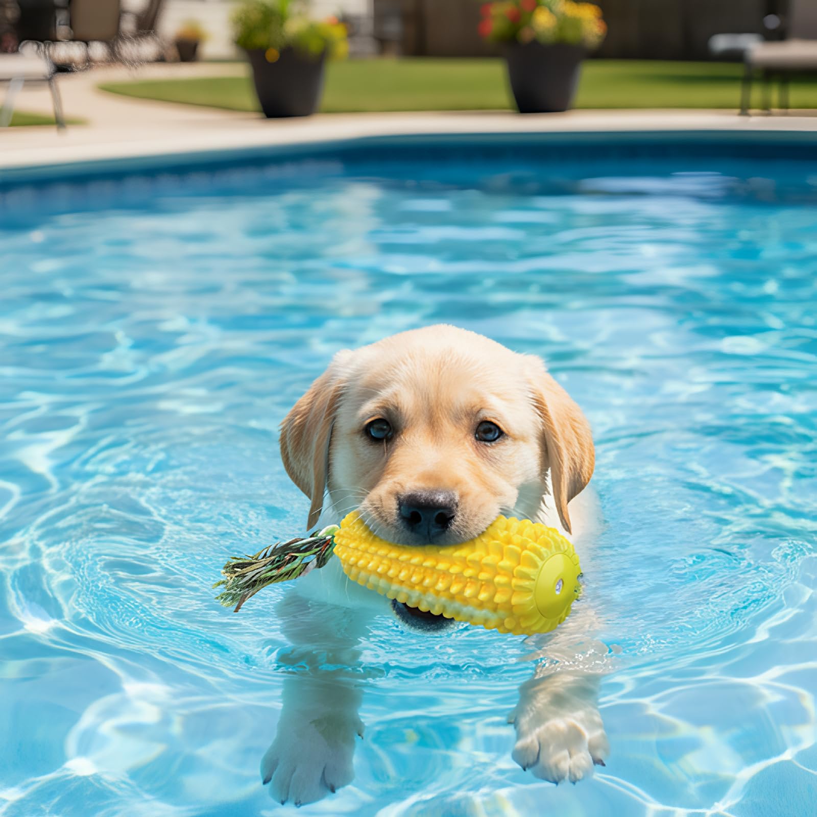 Juguete masticable con forma de maíz para perros pequeños a medianos, juguetes de dentición para cachorros con chirriador; juguete masticable para perros medianos a grandes, diseño con