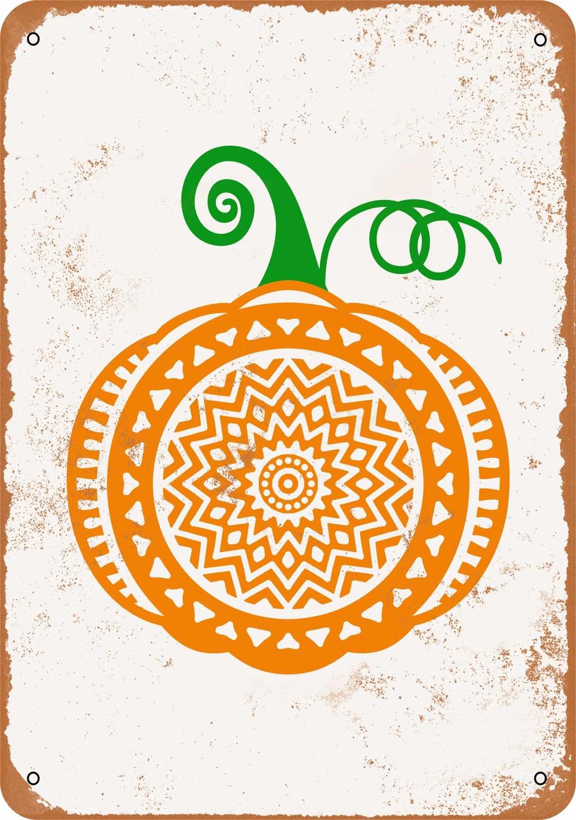 Miaomansenstore Metal Sign - Pumpkin Mandala - Vintage Look Home Decor