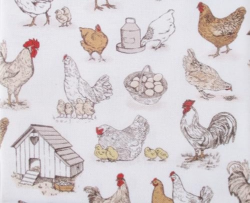 Miniatura 2 de Fat Quarter 100% algodón para manualidades de costura, 18 x 21 pulgadas (pollos de granja de campo)