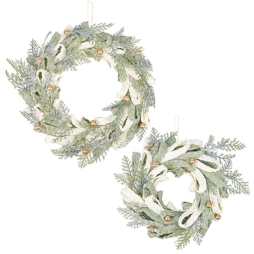 2PCS Hand Woven Christmas Wreath Decor, Set of 11 Inch