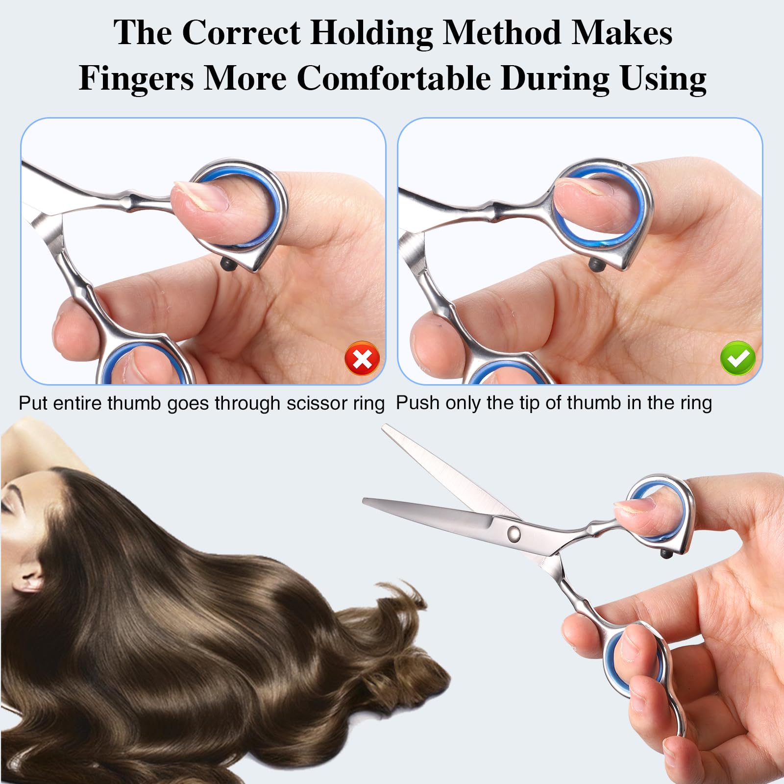 Forbici per acconciatura, 3 pezzi kit forbici per parrucchiere professionale forbici disaddensante per capelli con custodia protettiva, 6,7 pollici forbici per principianti casa salone animale