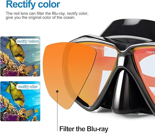 Miniatura 3 de Gafas de buceo antivaho con vista panorámica en HD y cubierta nasal para adultos y jóvenes máscara de vidrio templado para practicar esnórquel o