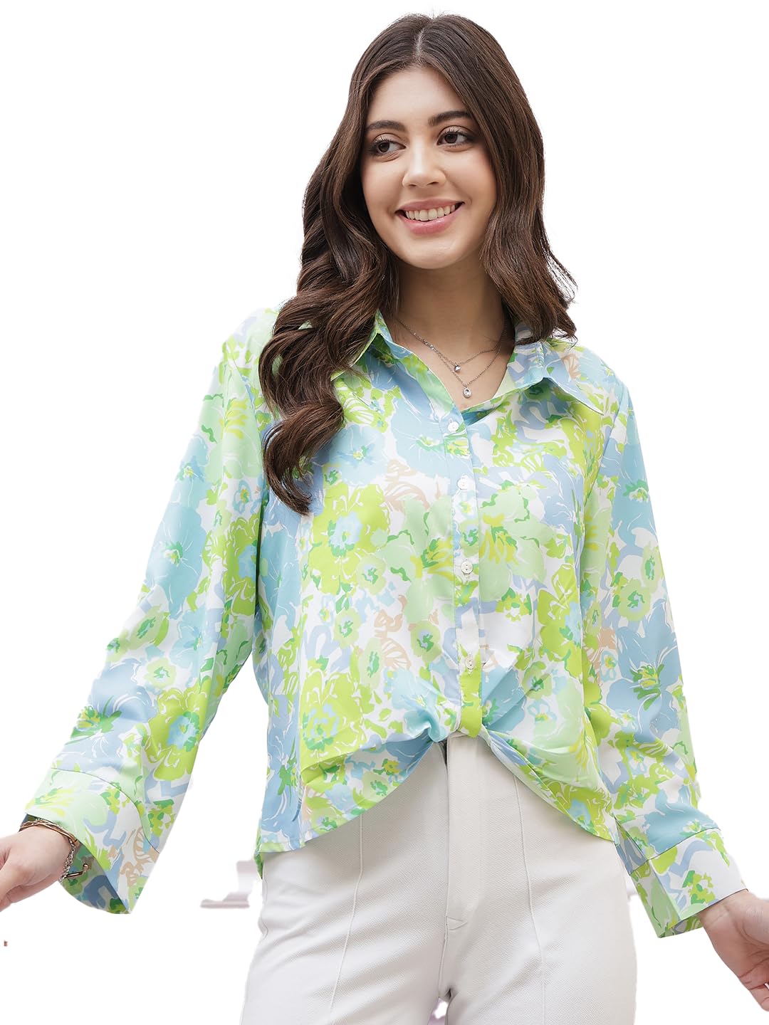 ATHENA LIFESTYLE Green Cuffed Sleeves Floral Casual Top - Review, Price and Buying Guide