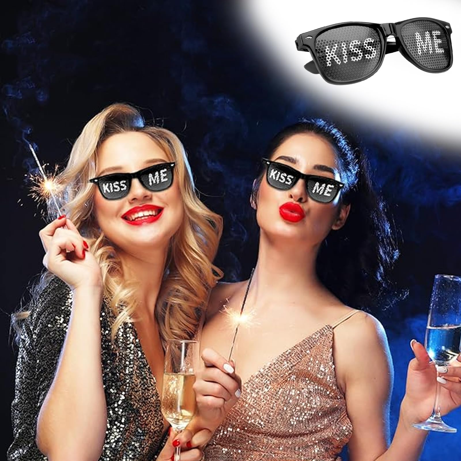 KZXCVS Occhiali da sole per feste con motivo Kiss Me, occhiali da sole per feste, carnevale, feste, club, feste e carnevale, accessori per foto