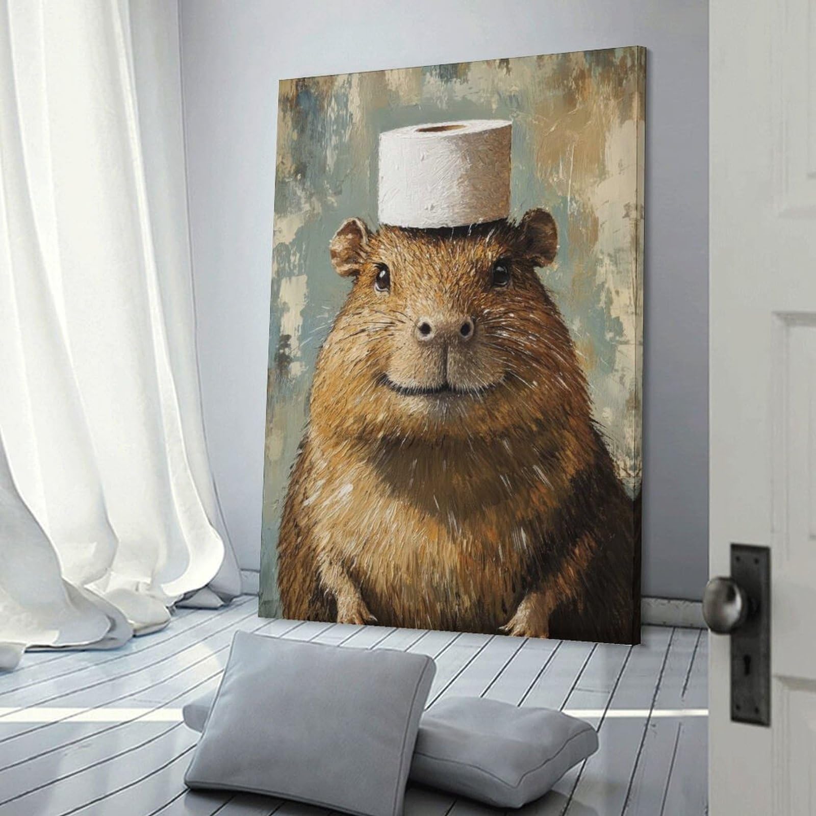 Junmoney Wall Picture Print Toilet Paper Hat, 16x24inch(40x60cm), for Apartments, Flats Or New Home Decor, A Simple Refresh for Blank Walls