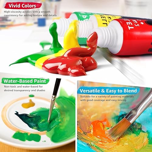 Miniatura 2 de Colorful Juego de Pintura de Tela para Ropa de 12 Colores - Kit de Pintura Textil Permanente para Zapatos, Lienzo - Juego de Pintura Antideslizante