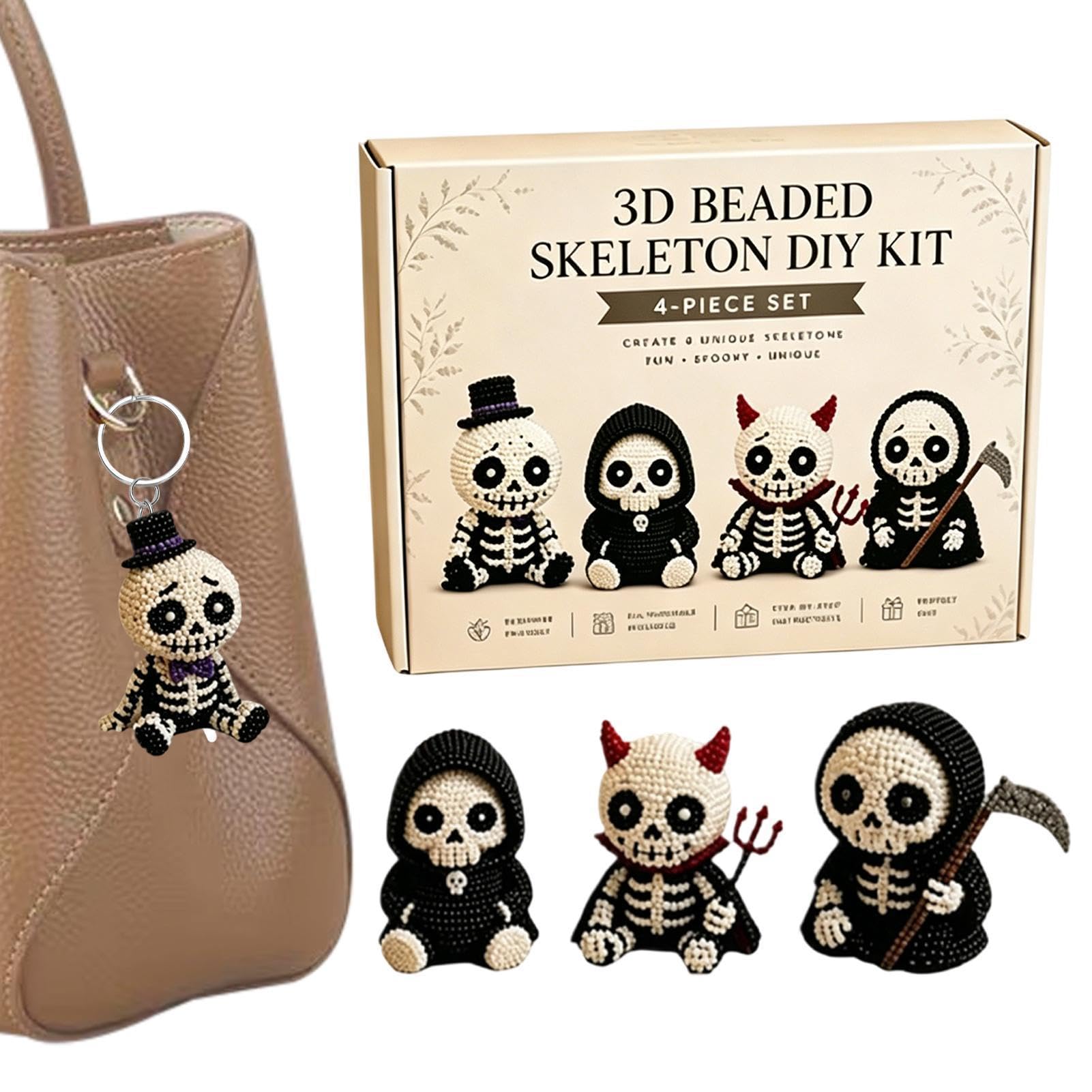 Manualidades de Halloween con cuentas de calavera para adultos, adornos de escritorio y figuras