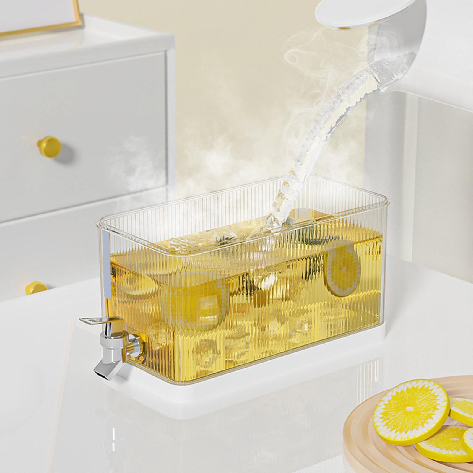 Distributeur d'eau pour réfrigérateur – Distributeur de boissons, récipient en verre | 4,5 L de grande capacité avec robinet, support surélevé, design à chargement par le bas, boissons froides, jus