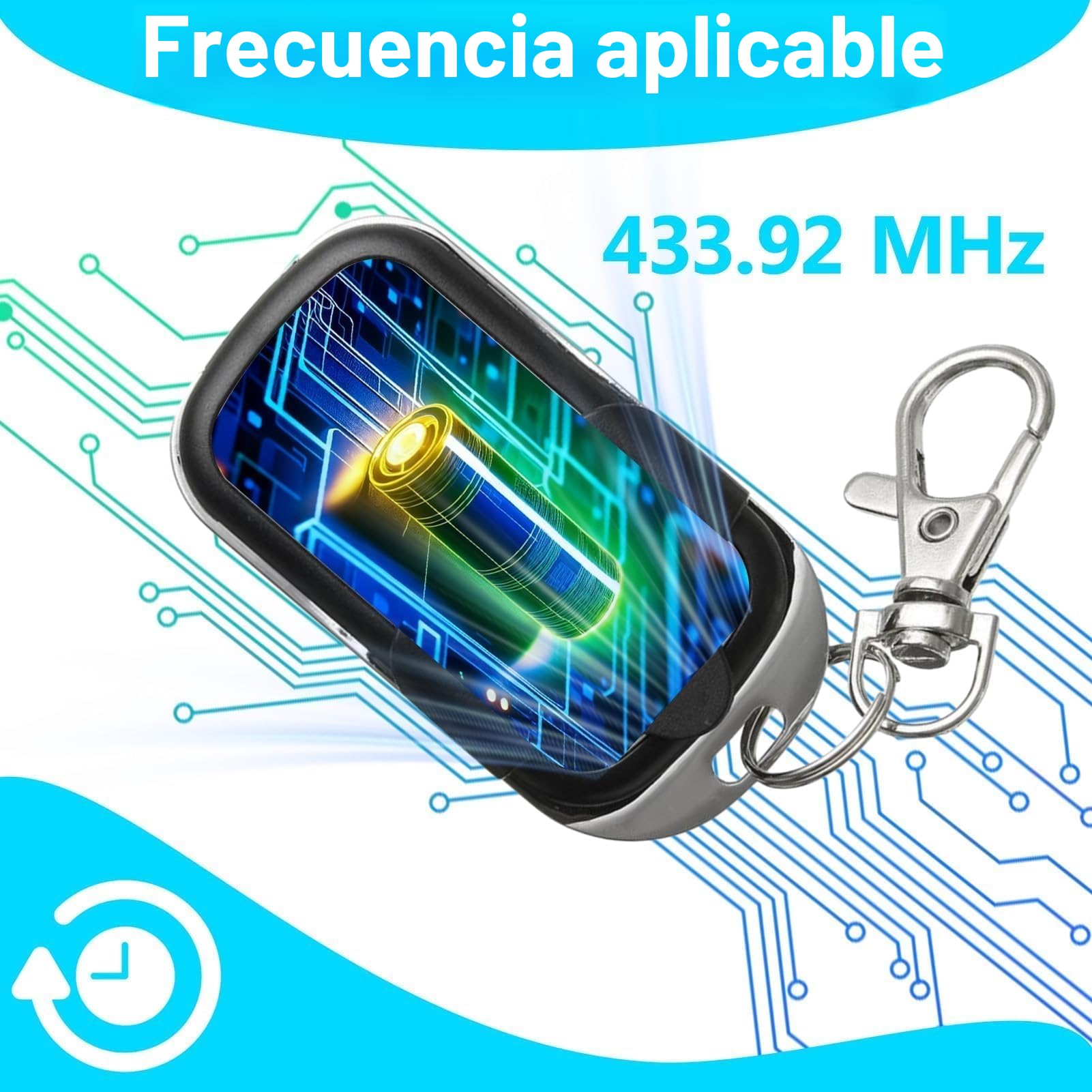 3Pcs Mando Garaje Clonador Universal 433.92Mhz, Mando a Distancia Duplicador con 4 Botones, Puerta Garaje Codigo Fijo Control Remoto Inalámbrico Automático Garage Gate Openers- Incluida Batería