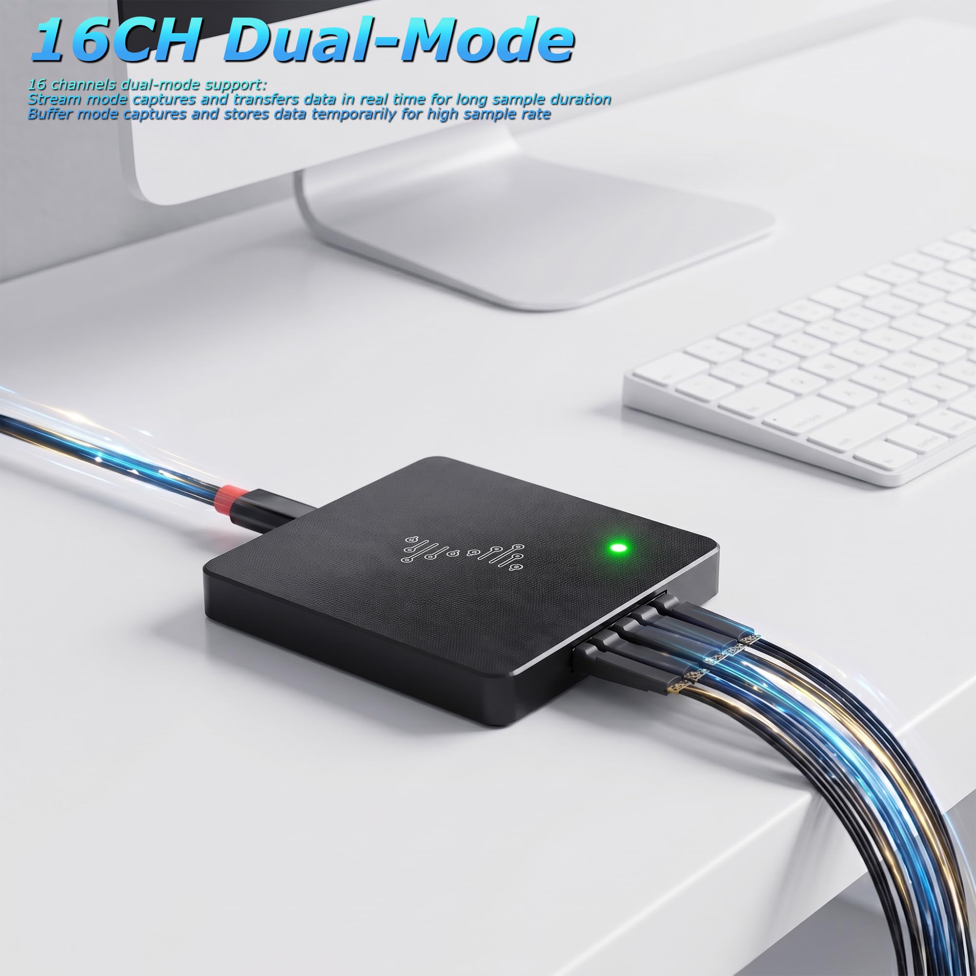 Analizador lógico USB, 16 canales, frecuencia de muestreo de 400 MHz, profundidad de muestreo de 16 G, memoria de 256 Mbits, interfaz USB 2.0 para análisis de PC en WinXP/10 Mac OS Linux (DSLogic Plus