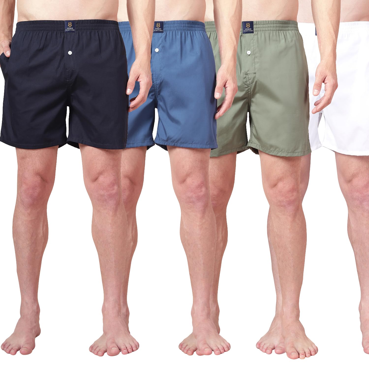 urban scottish Men’s 100% Cotton Solid Boxers Shorts with Side Pockets (Pack of 4)-picture-29