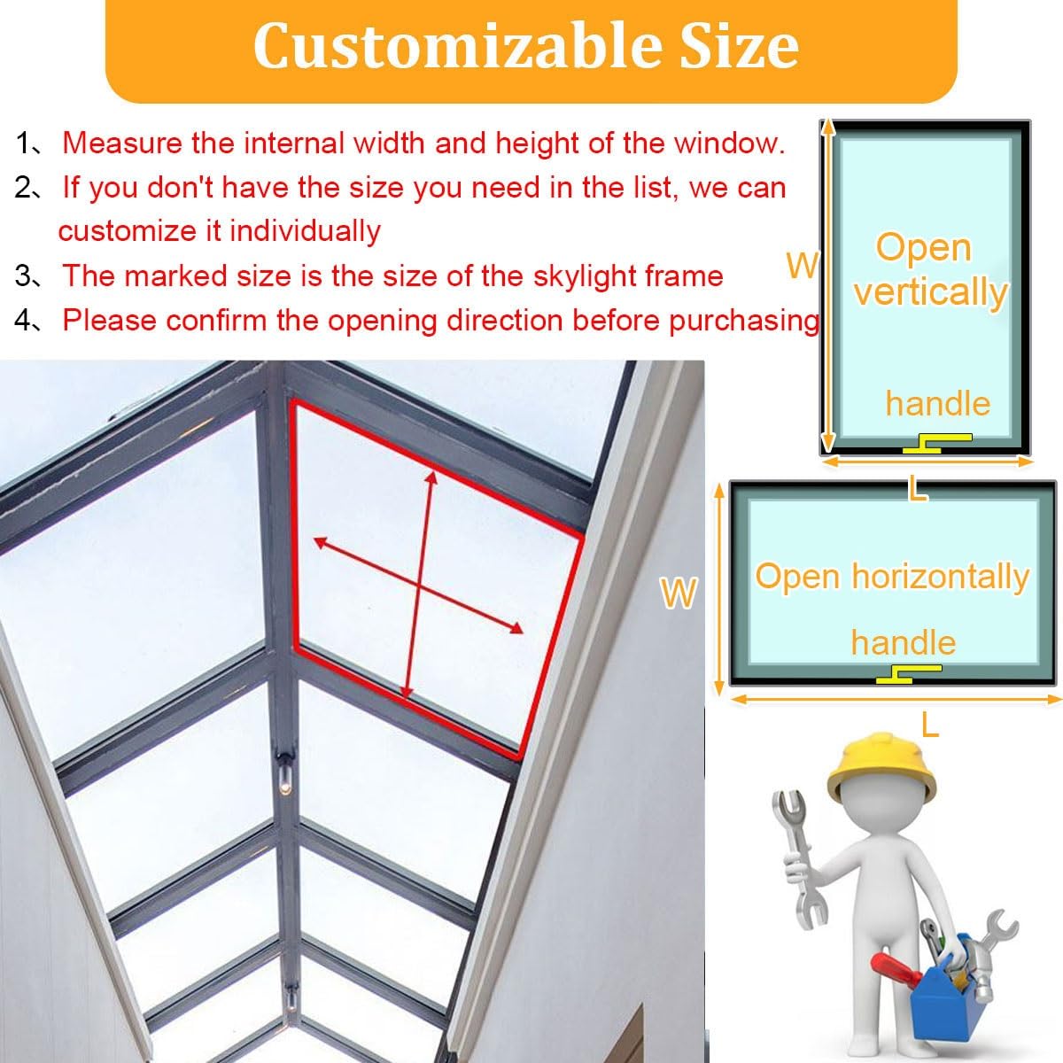 Ventana de Techo Eléctrica con Mando a Distancia y Sensor de Lluvia, Claraboya Inteligente de Vidrio Templado Doble, Ventana de Tejado para Ático, Sótano e Invernadero(White,LxW 60 x 50 cm)