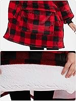 Vista 3 de KFUBUO Manta portátil con capucha para niños, de sherpa con todos los patrones, sudadera de gran tamaño con bolsillo, para niñas y niños de 6-10