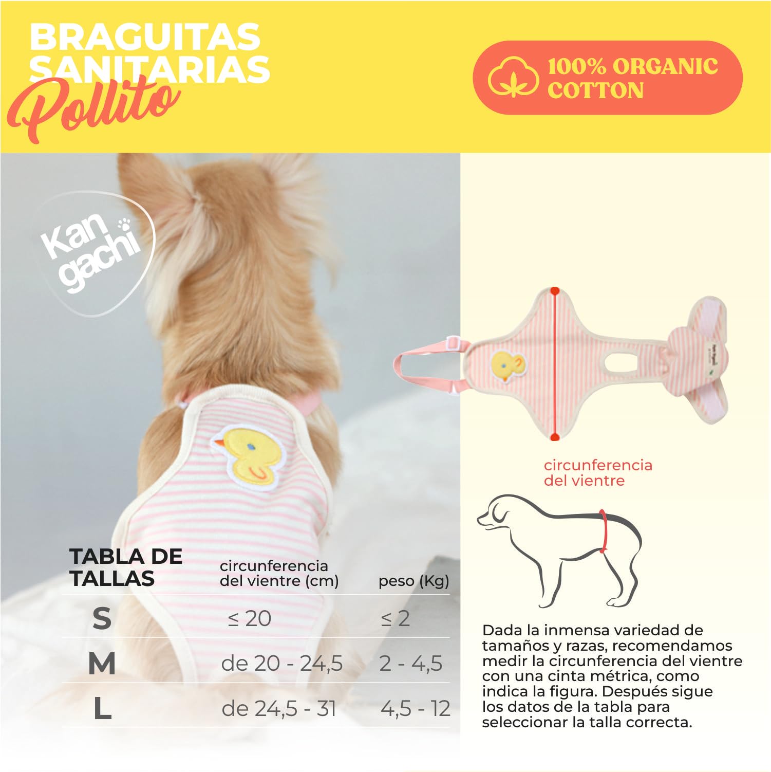 Its Dog & Kangachi - Pack 3 Bragas para Perros Hembra, Bragas Reutilizables y Lavables, Bragas Menstruales, Altamente Absorbentes, Pañales Made in Korea, Perros Pequeños y Medianos, Talla M