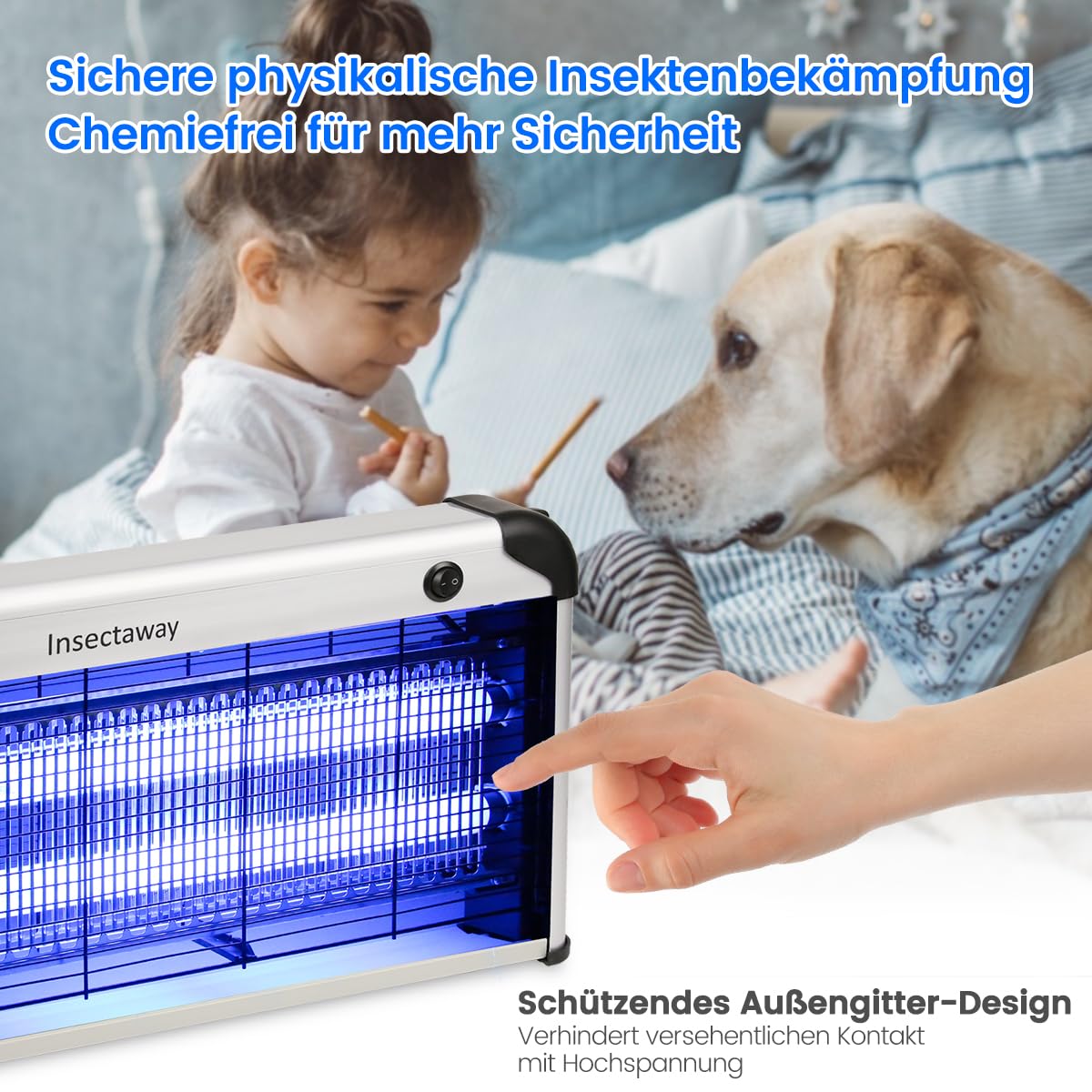 Insektenvernichter Elektrischer 2PCS, 20W UV Doppelgitter 2400V Fliegenfalle Elektrisch Mückenfalle Insektenfalle, Moskito Killer Mückenlampe mit Wandkette für Innen AuÃŸen Mücken