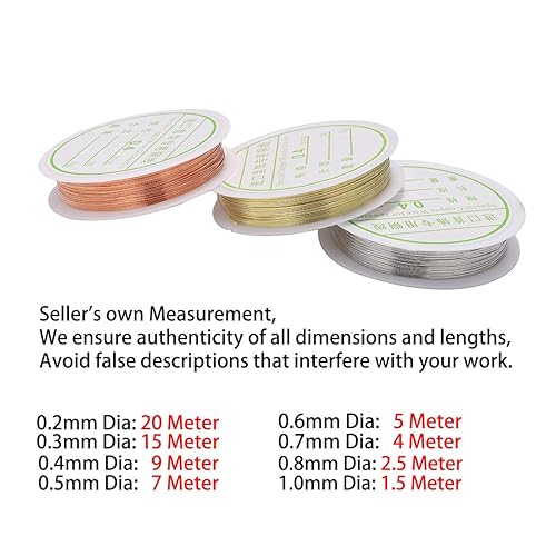 Miniatura 4 de 1 rollo de alambre de cobre de aleación resistente de 0.20.30.40.50.60.70.80.039 in, hilo de metal para joyería de bricolaje suministros y