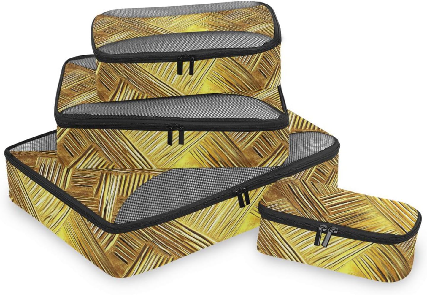 Gold Irregularity 4 Pcs set organizer for travel Mesh Travel Essentials lightweight packing cubes set