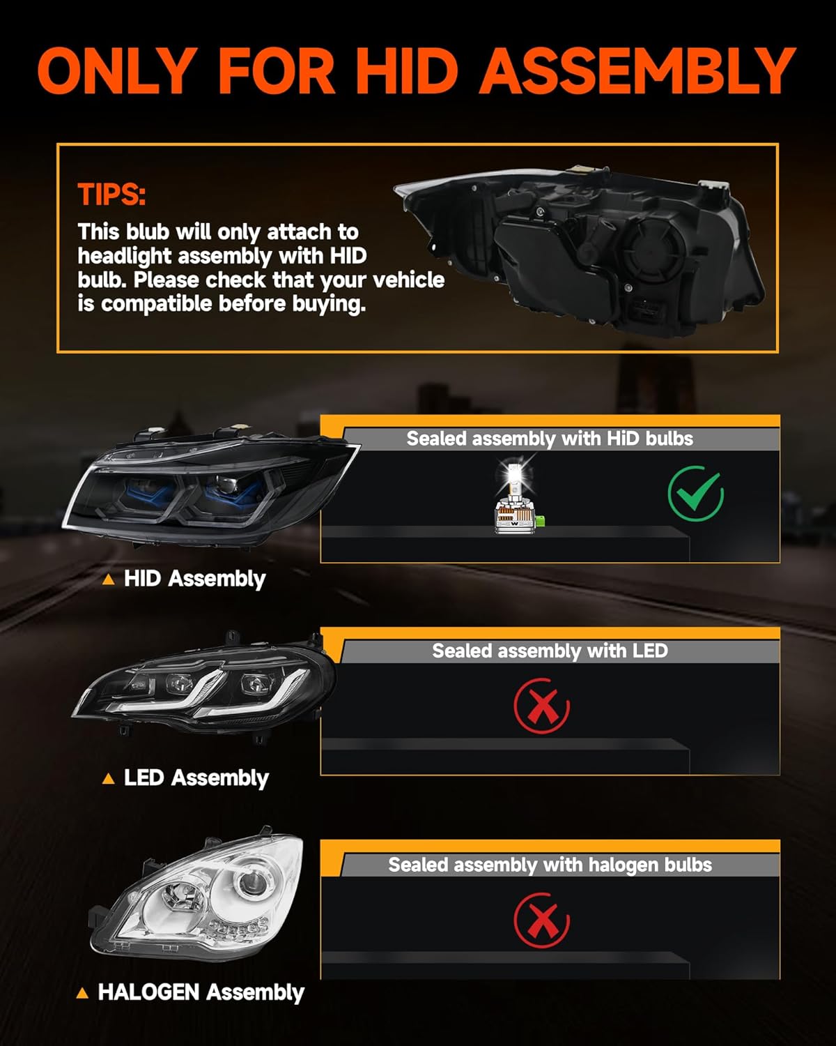 D3S HID Bulbs Fit for Ford F150, 2011-2022 Edge Escape Titanium Flex 30000LM 6000K White, Dual-sided 30 Chips, Xenon HID Light Replacement, 800% Brightness, Plug and Play, Pack of 2