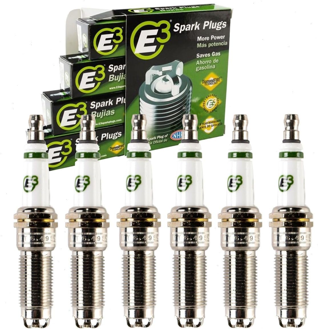 6 pc E3 Spark Plugs compatible with GMC Acadia 3.6L V6 2007-2016