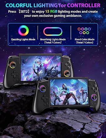 Wireless Switch Controller for Nintendo Switch, Switch OLED, Switch 2 Console, Rechargeable Pro Controller with LED Lighting, Turbo, Motion Control, Stretchable Switch Handheld Joypad, Ergonomic Grip