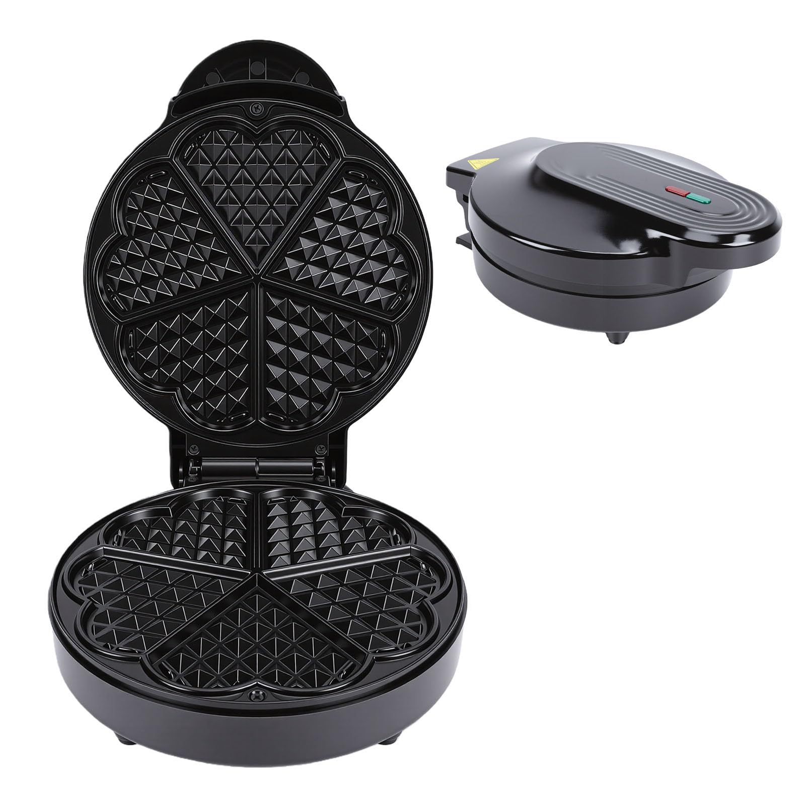 Generic Macchina per Waffle Elettrica Heart da 1000 W Design Compatto con Superficie Antiaderente per Waffle Perfetti a Casa o Alle Feste (Spina europea)