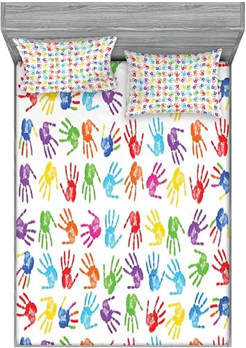 Miniatura 156 de Ambesonne Juego de sábanas bajeras y fundas de almohada, dibujos de aviones antiguos, vuelos clásicos con fechas, estilo vintage, diseño nostálgico,